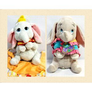 Disney Swaddle Baby Dumbo lot of 2 fringe blanket Lovey Babies Plush 10” Elephan